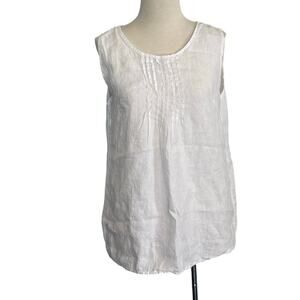 Laura Bianchi Women’s White Linen Tank Top Size Large‎ Made in Italy